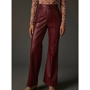 7 For All Mankind x Avec Les Filles Burgundy Faux Leather Bootcut Pants Sz S NWT